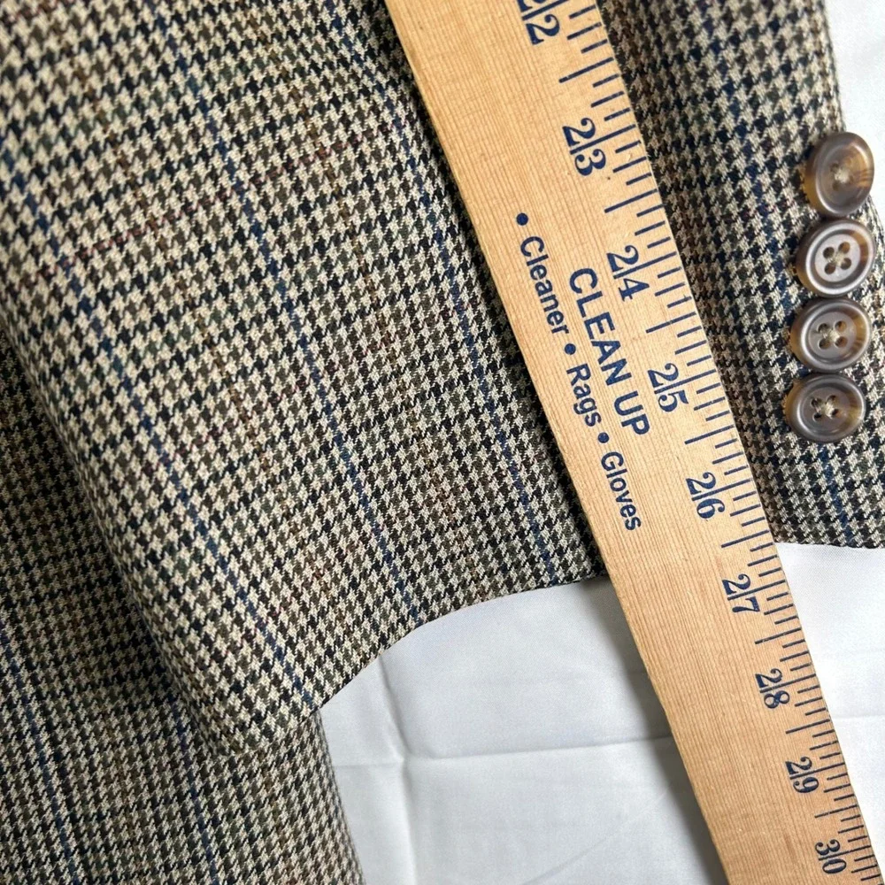 Lauren Ralph‎ Lauren Sport Coat Mens 48L Brown Houndstooth 100% Wool Blazer